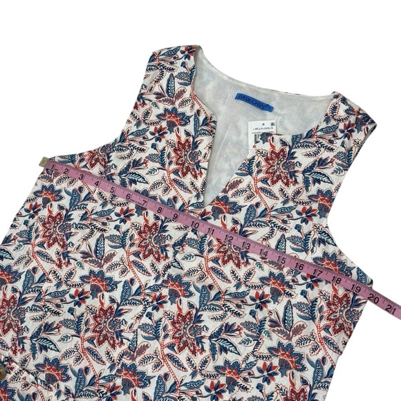 J. McLaughlin Rue Coral/Blue Linen Floral Sleeveless Shift Dress Medium NEW $218 - Picture 11 of 16